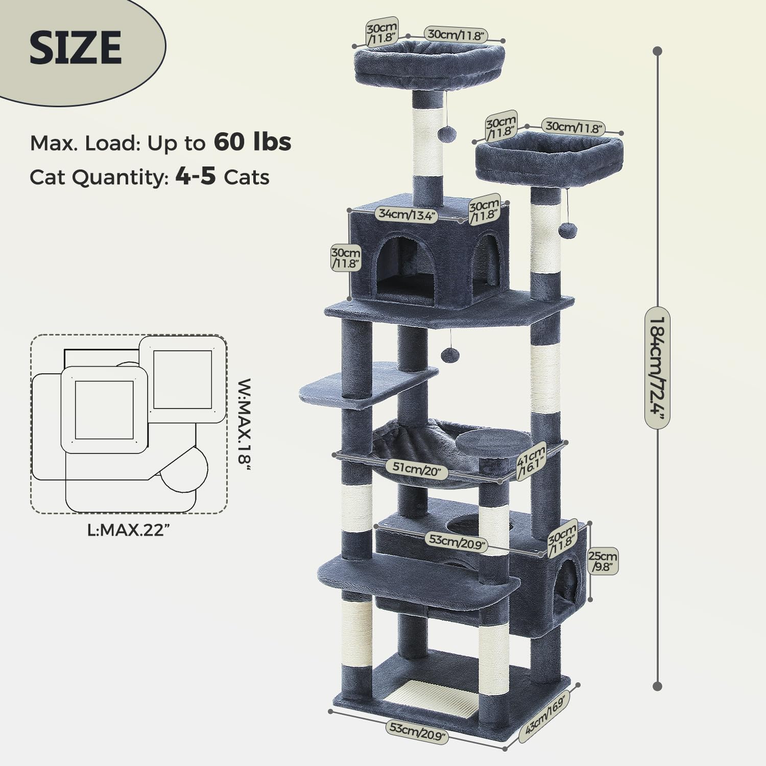 キャットタワー Cat Tower Cat Tower Cat House Cat Cat Multi-Level Cat Tower - ZX Pets キャットタワー
